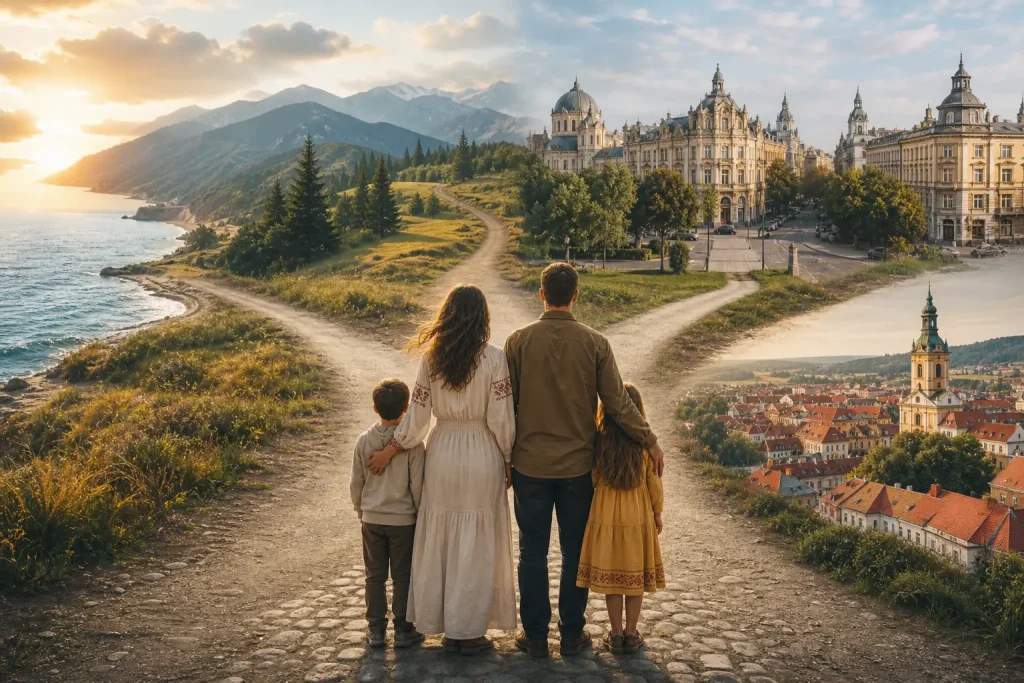 A Ukrainian family is choosing a country in Europe to live in